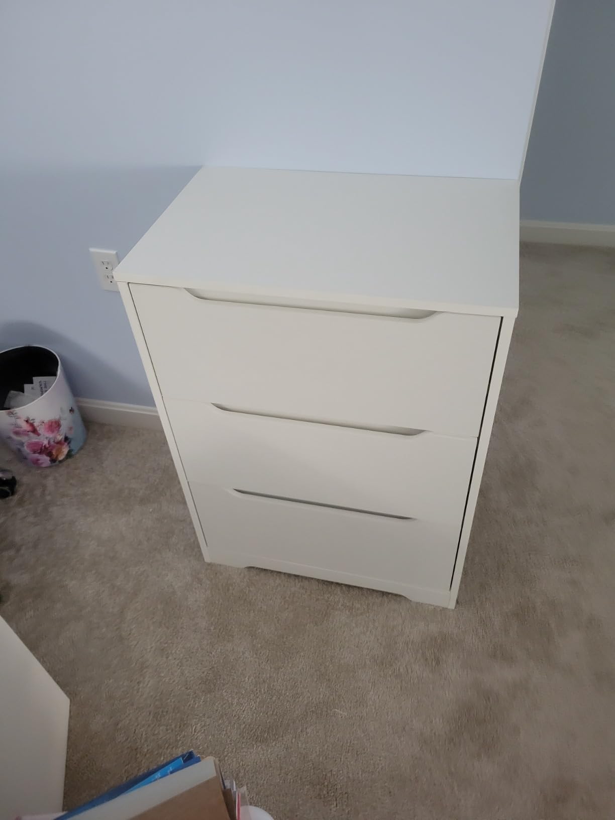 HOSTACK Modern 3 Drawers Dresser, Wood Chest of Drawers with Storage, White customer photo 1