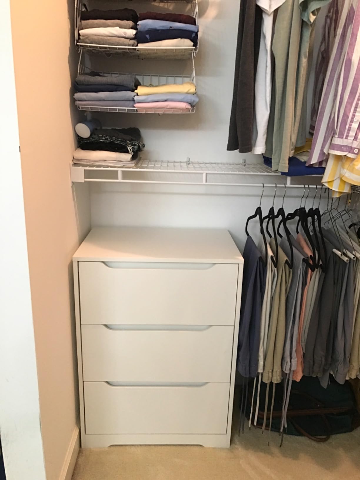 HOSTACK Modern 3 Drawers Dresser, Wood Chest of Drawers with Storage, White customer photo 2