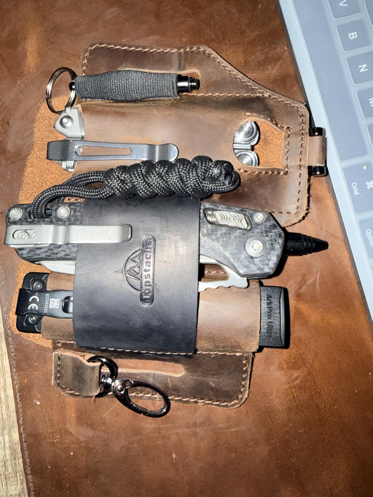 Topstache Leather Multitool Sheath,EDC Belt Organizer for Work and Daily Use,Leatherman Sheath,EDC Pocket Organizer for Flashlight and Multitool,Gifts for Men for Multitool,Darkbrown customer photo 1
