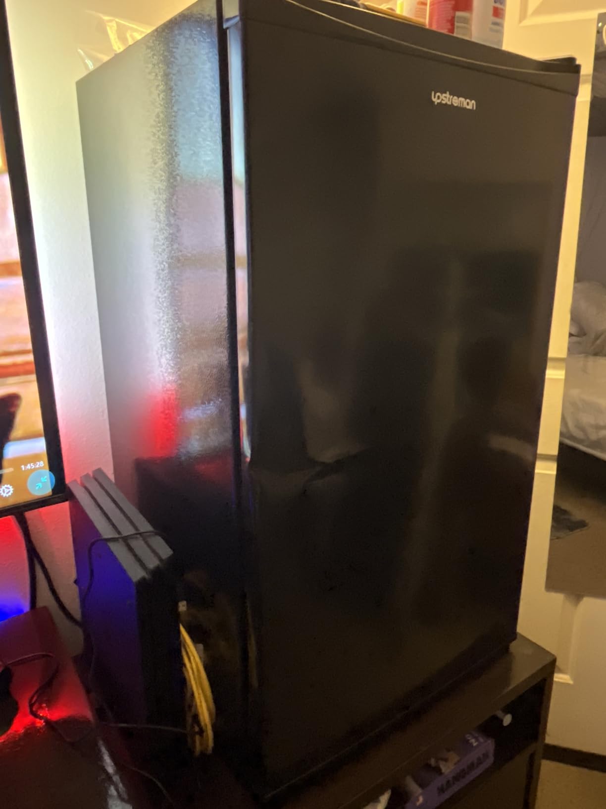Upstreman 3.2 Cu.Ft Mini Fridge with Freezer, Stainless Steel-SR321 customer photo 2
