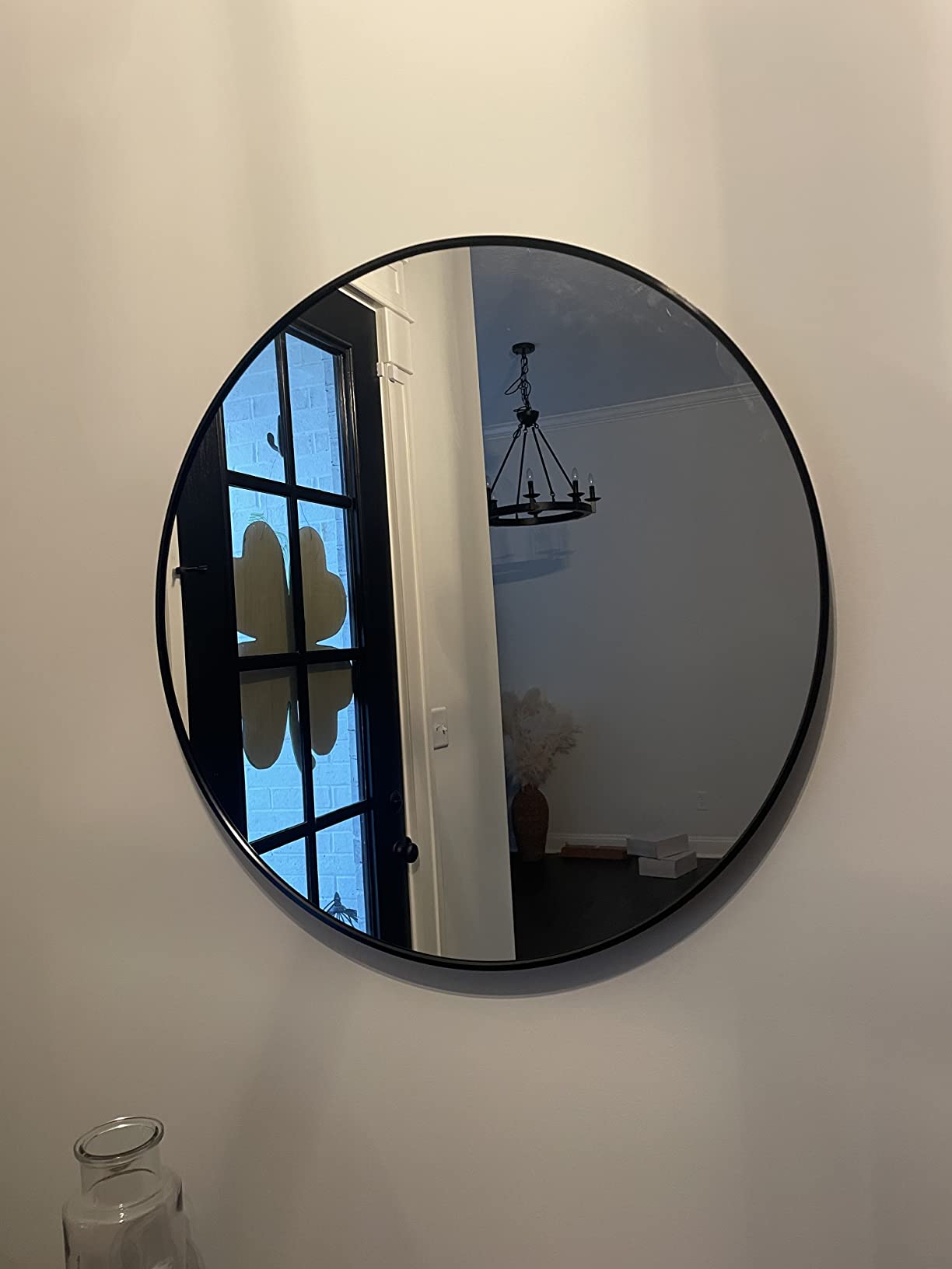 Itrue Round Metal Wall Mirror, 12 Inch, Black Frame Bathroom Mirror customer photo 2