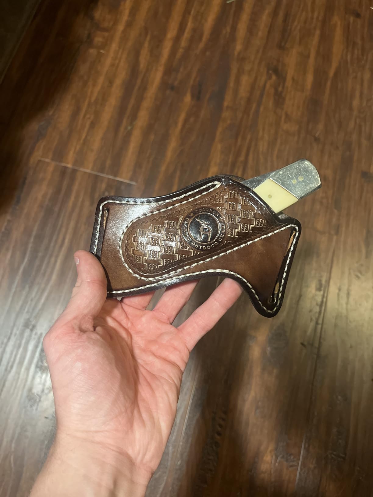 Leather Knife Sheath for Belt EDC Folding Pocket Knife Holster Compact Draw customer photo 2