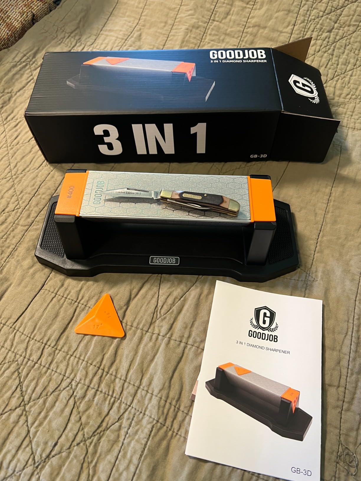Diamond Sharpening Stone, 3‑Sided Grit 400/1000/8000 for Knife Sharpening customer photo 2