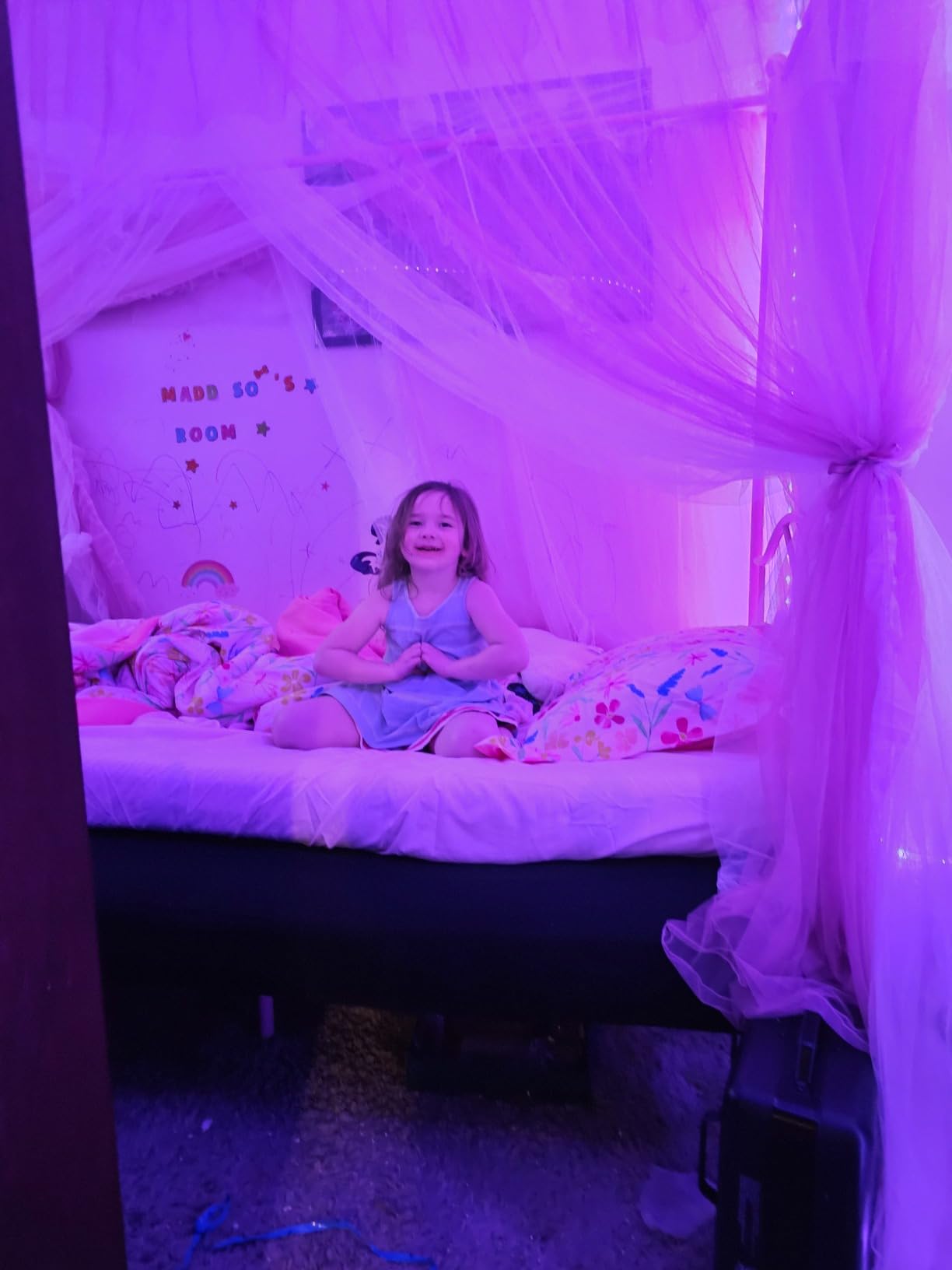 Queen Canopy Bed Frame with 4 Posters, Queen Size Bed for Girls Adults customer photo 2