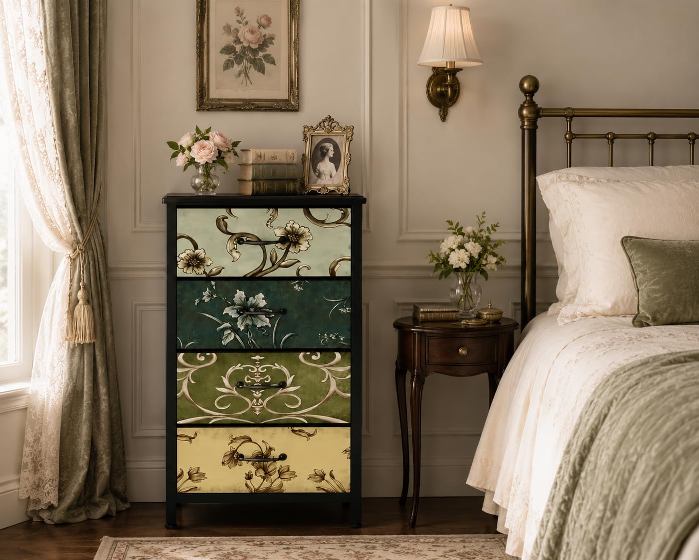 Furnulem 5 Drawer Dresser for Bedroom, Vintage Tall Skinny Storage Dressers customer photo 1