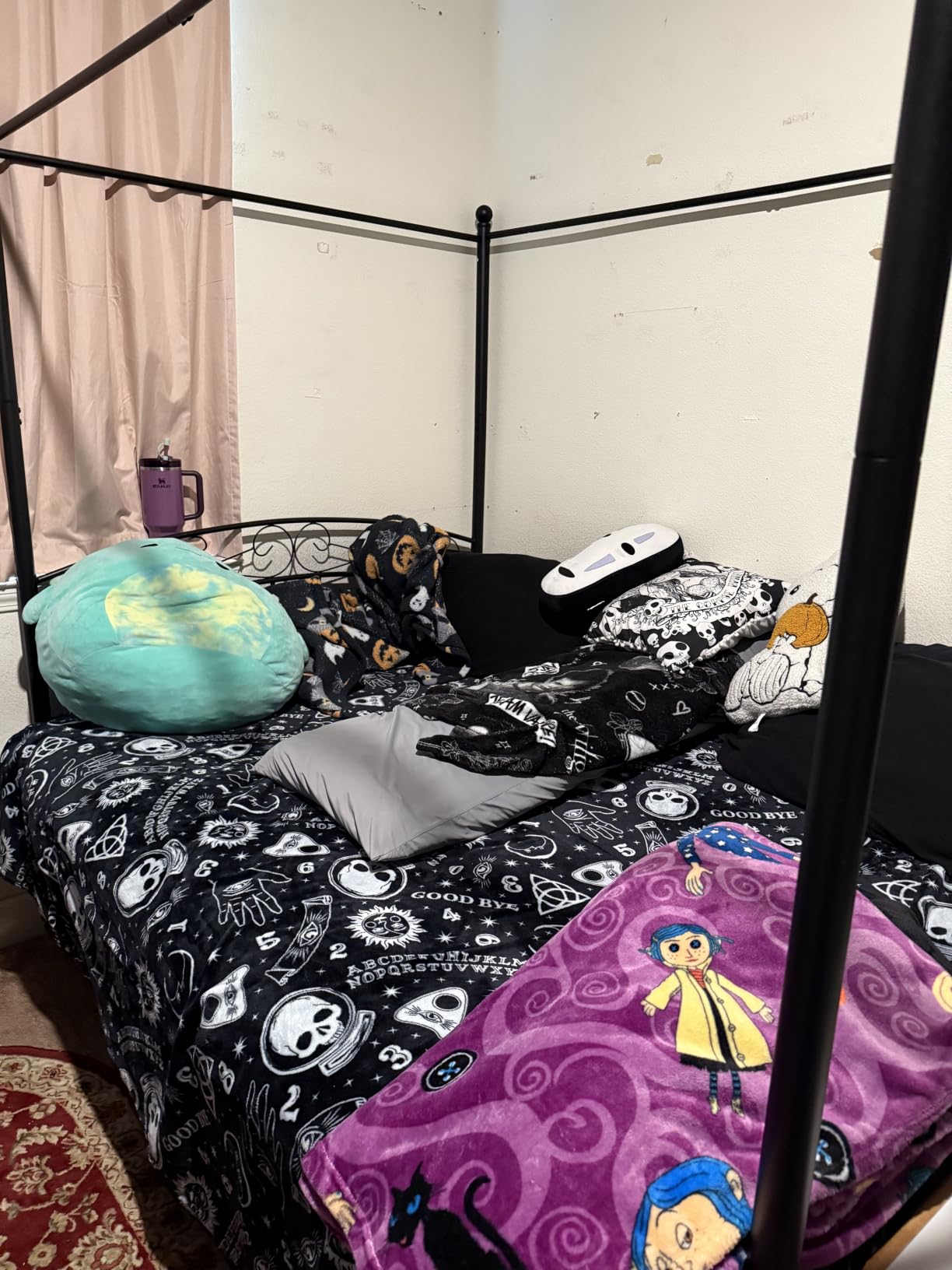 Queen Size Canopy Bed Frame Four-Poster Metal Bed Black customer photo 1