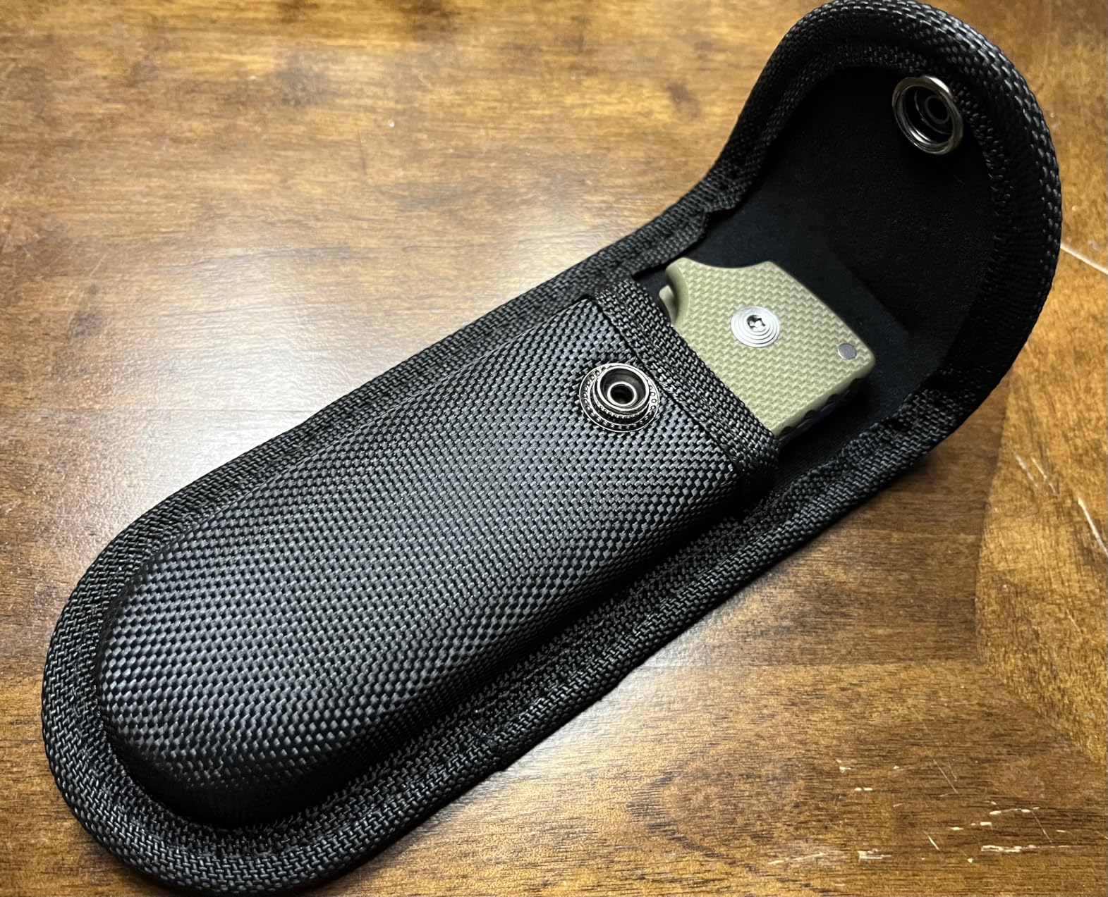 Nylon Pocket Knife Sheath, 5''-5.5'' Multitool Pouch, Folding Knife Belt Sheath with Snap Closure and Horizontal or Vertical Carry Belt Loop, Multitool Case for Outdoor or Daily Use, Larger Size customer photo 1