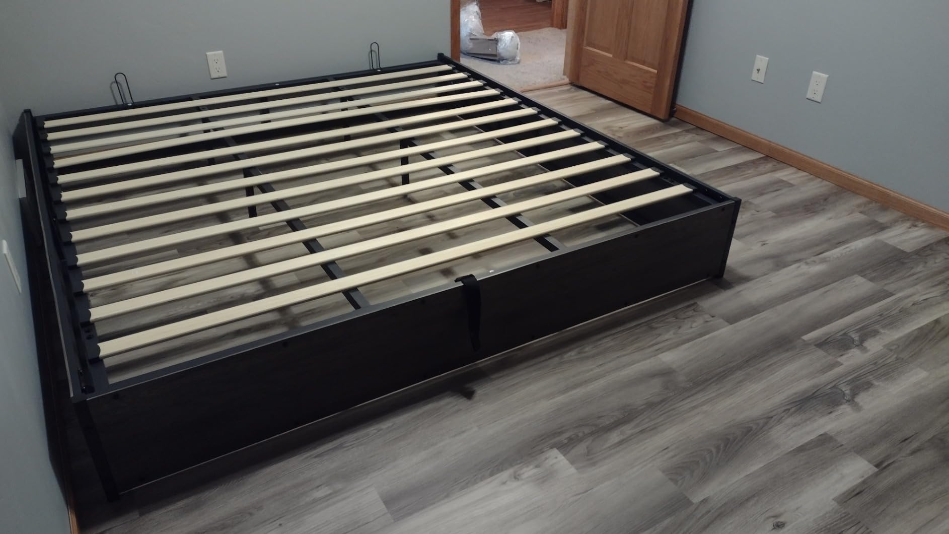 AMERLIFE Full Lift Up Storage Bed Frame, Dark Oak customer photo 1