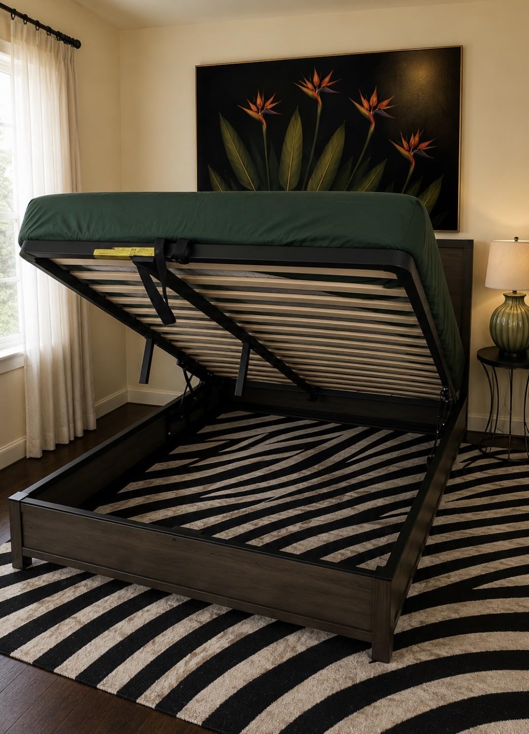 AMERLIFE Full Lift Up Storage Bed Frame, Dark Oak customer photo 2