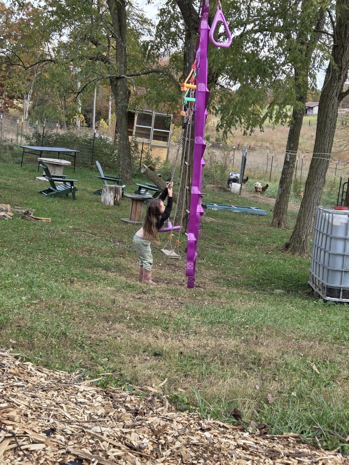 AOBOTE Ninja Warrior Obstacle Course for Kids,2x56ft Slackline with 12 Accessories,Saucer Swing with 360 Degree Rotating Wheel,Ninja Course for Kids Outside(AB010001-3) customer photo 1