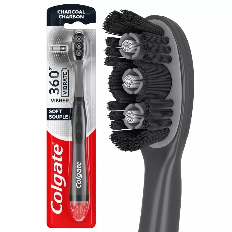 Colgate 360 Vibrate Charcoal Battery Powered Electric Toothbrush, Soft, 2Pk customer photo 1
