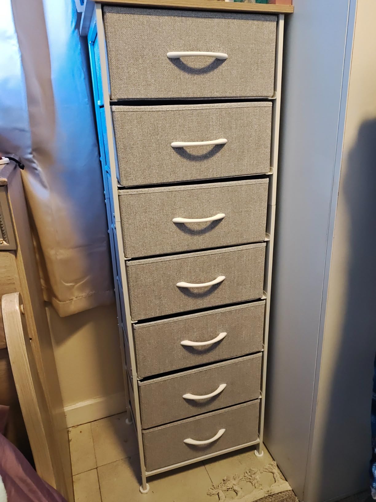 Fixwal Tall Skinny Dresser with 7 Fabric Drawers, Slim Dresser, Black customer photo 1