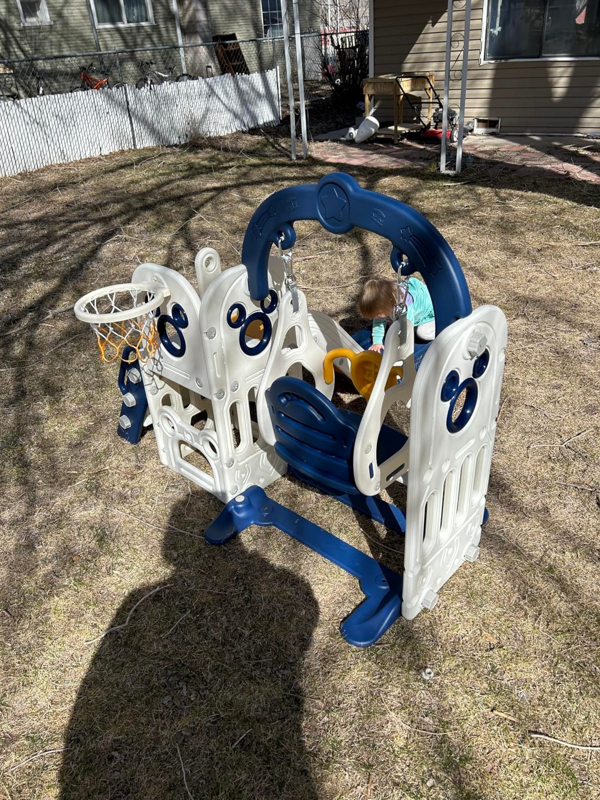 7 in 1 Toddler Slide and Swing Set, Kids Climber Playset w/Basketball&Hoop customer photo 1