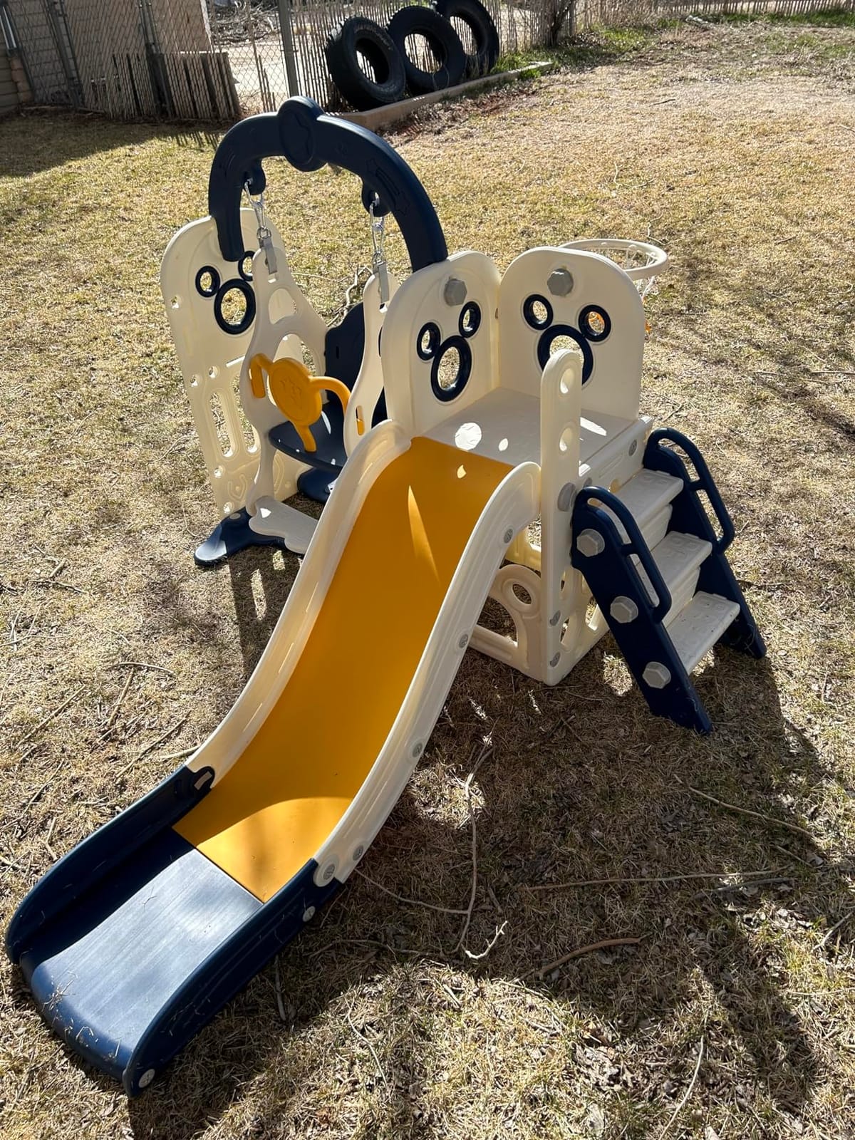7 in 1 Toddler Slide and Swing Set, Kids Climber Playset w/Basketball&Hoop customer photo 2