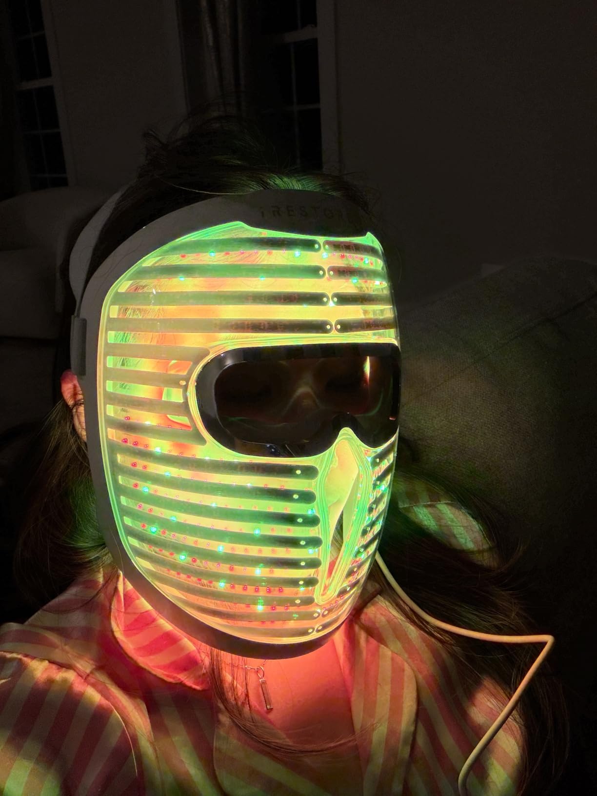 iRestore LED Face Mask for Youthful Skin, Red Light Therapy for Face, Red, Blue & Infrared Therapy for Wrinkles, Fine Lines, Dark Spots with 360 LEDs, Skincare Device for Women & Men customer photo 1