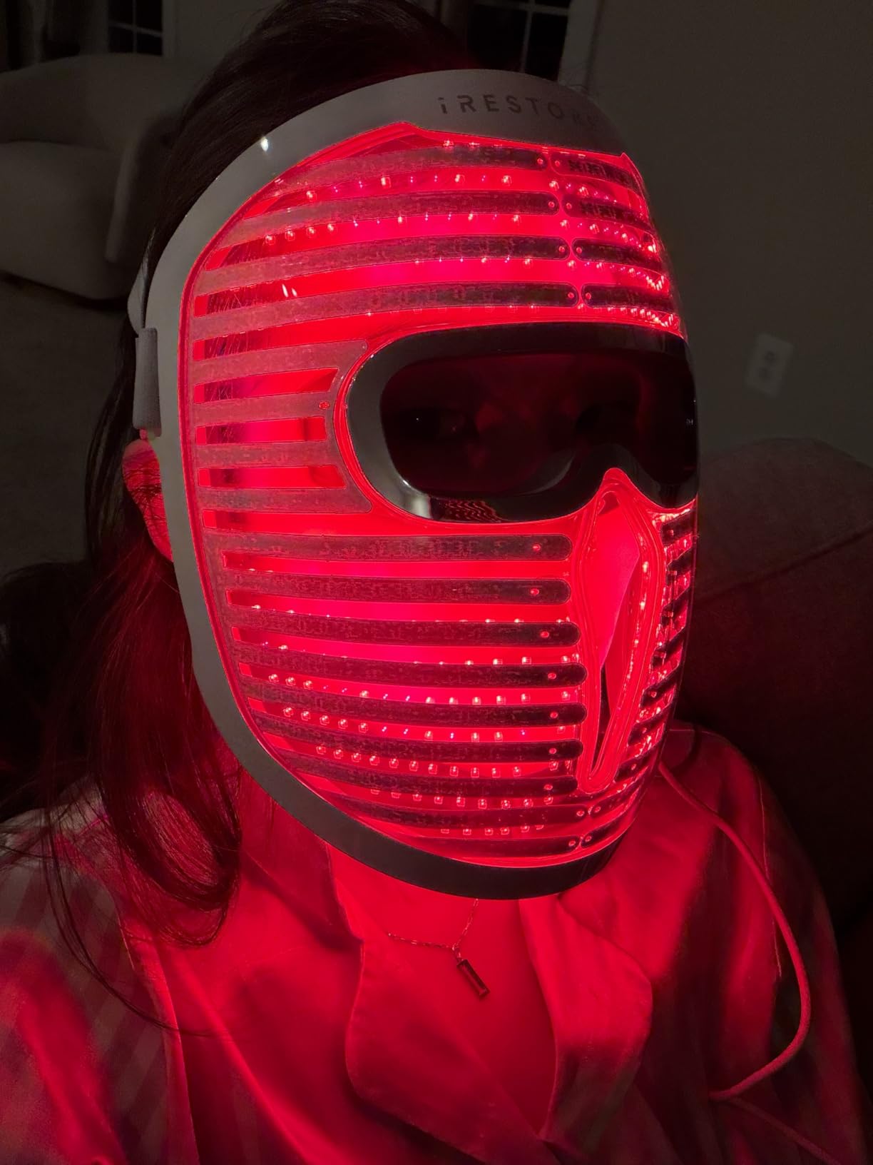 iRestore LED Face Mask for Youthful Skin, Red Light Therapy for Face, Red, Blue & Infrared Therapy for Wrinkles, Fine Lines, Dark Spots with 360 LEDs, Skincare Device for Women & Men customer photo 2