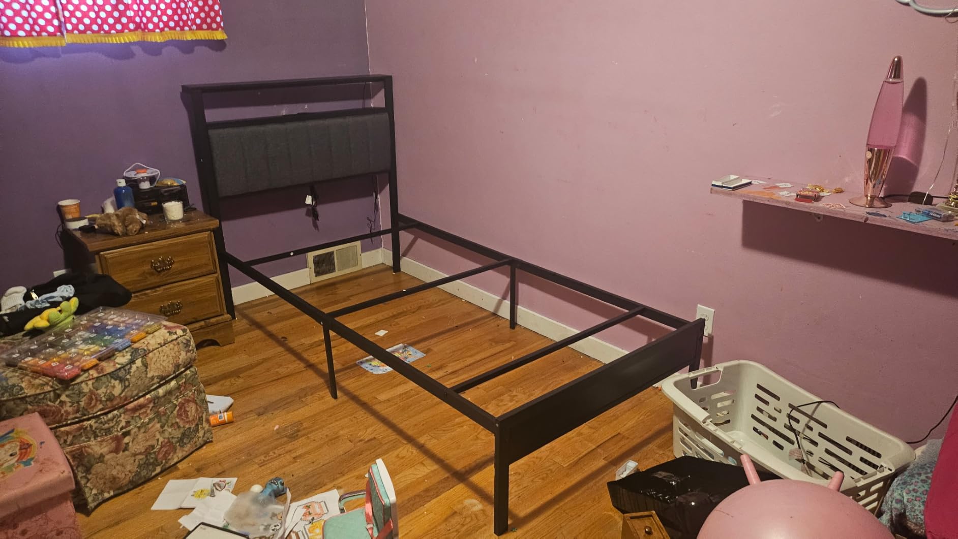 Furnulem Full Size Bed Frame with Storage Drawers and Upholstered Headboard customer photo 2