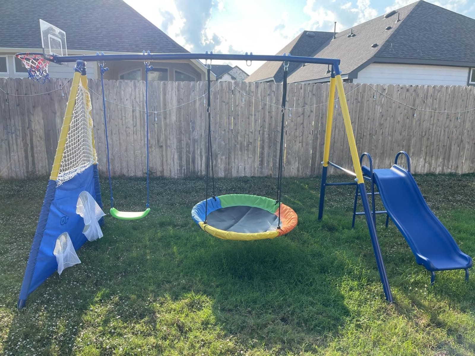 5-in-1 Kids Swing Sets for Backyard with Slide customer photo 2