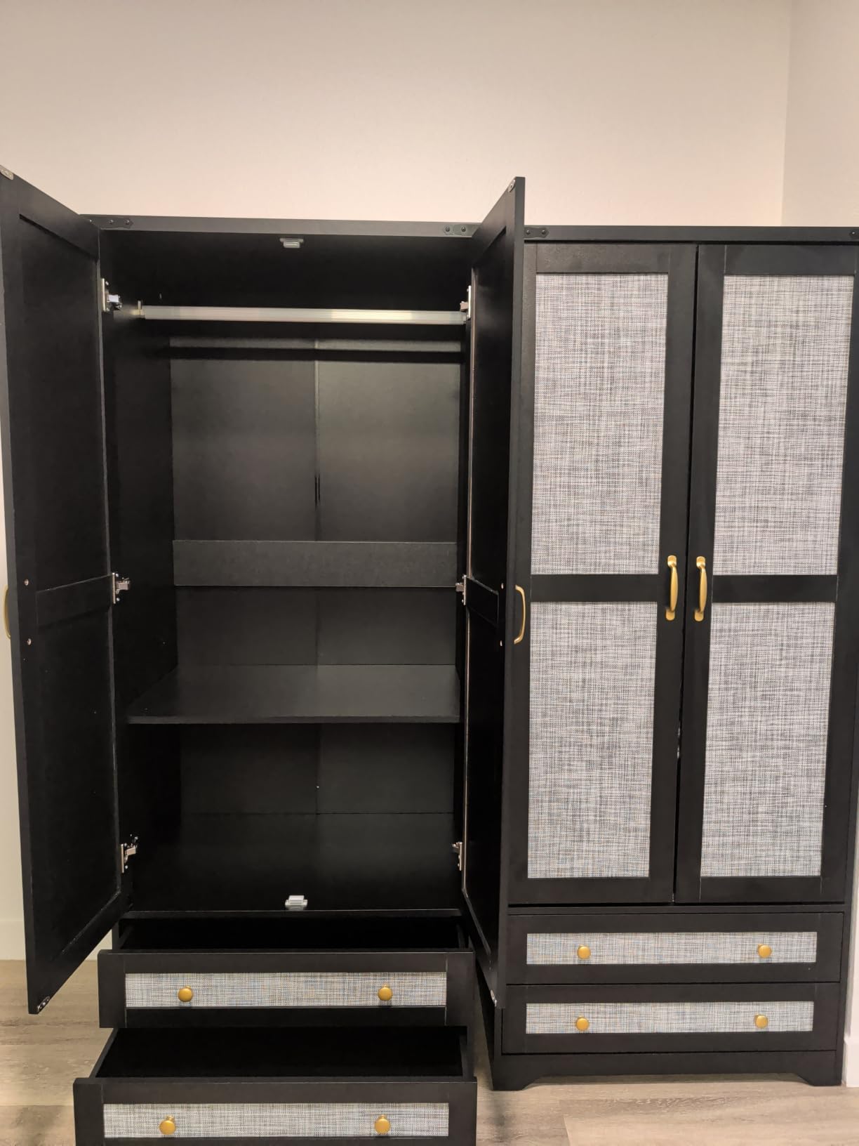 Brafab 2 Doors Wooden Armoire Wardrobe Closet with 2 Drawers, Natural customer photo 1