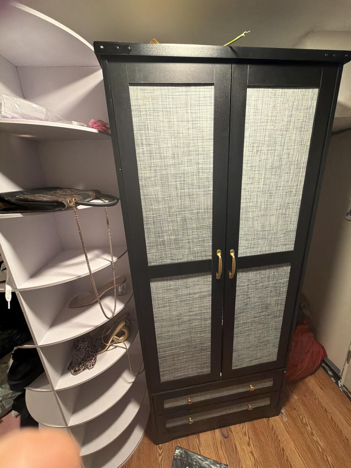 Brafab 2 Doors Wooden Armoire Wardrobe Closet with 2 Drawers, Natural customer photo 2