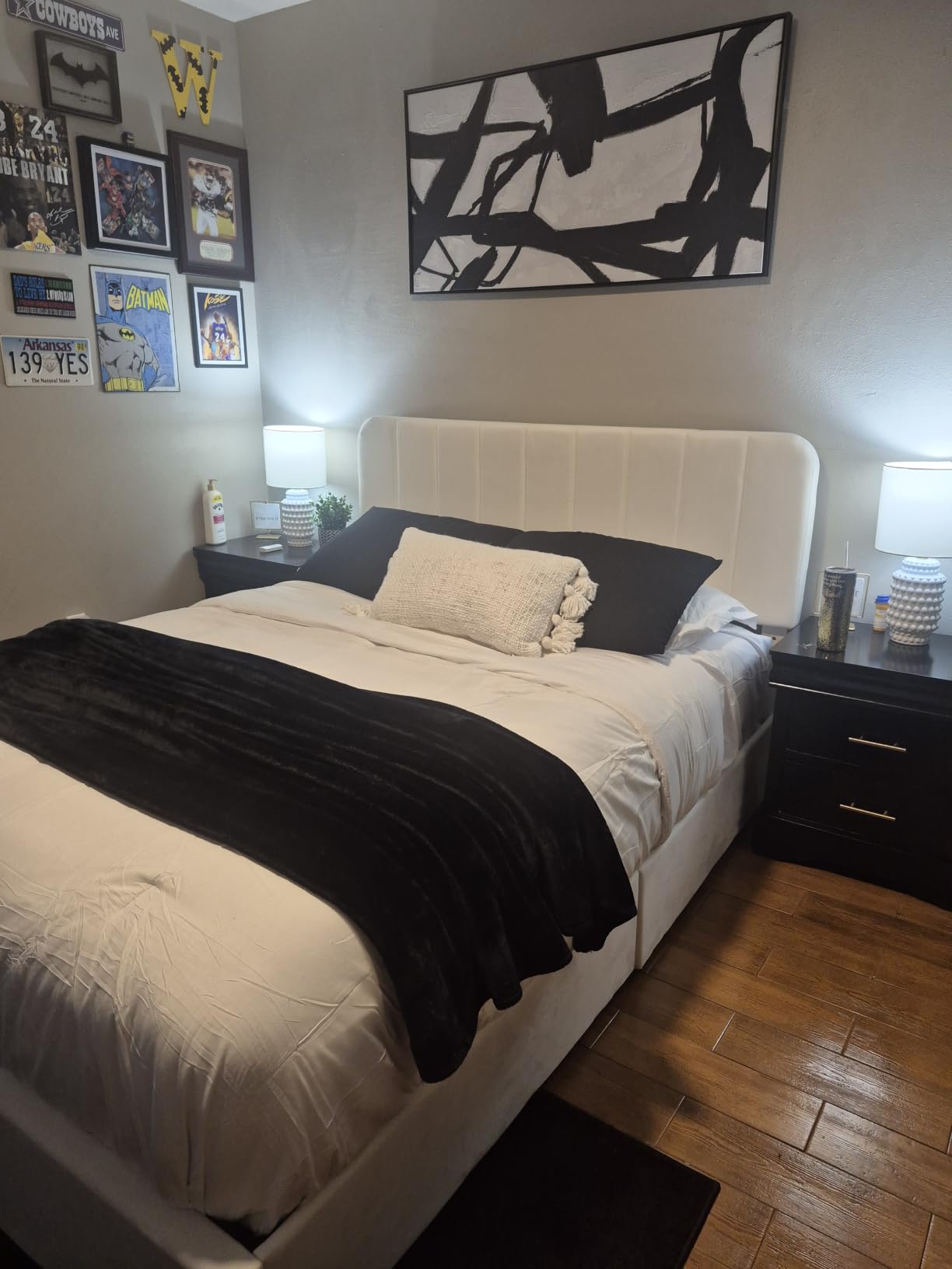VECELO Full Size Upholstered Bed Frame with 4 Drawers and Headboard, Velvet Platform Storage Bedframe, Wooden Slats Support, No Box Spring Needed,Beige customer photo 1