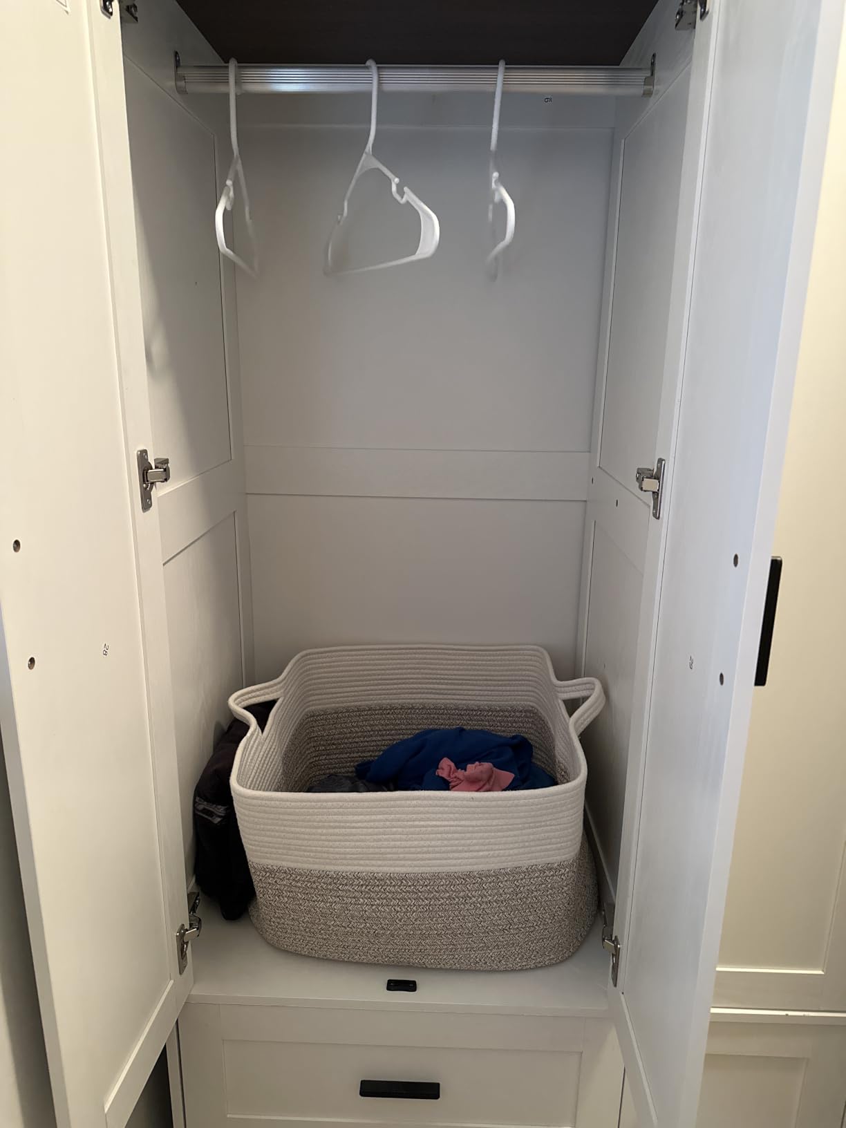 ANCTOR 3-Door Armoire Wardrobe Closet with 2 Drawers and Shelves, White customer photo 2