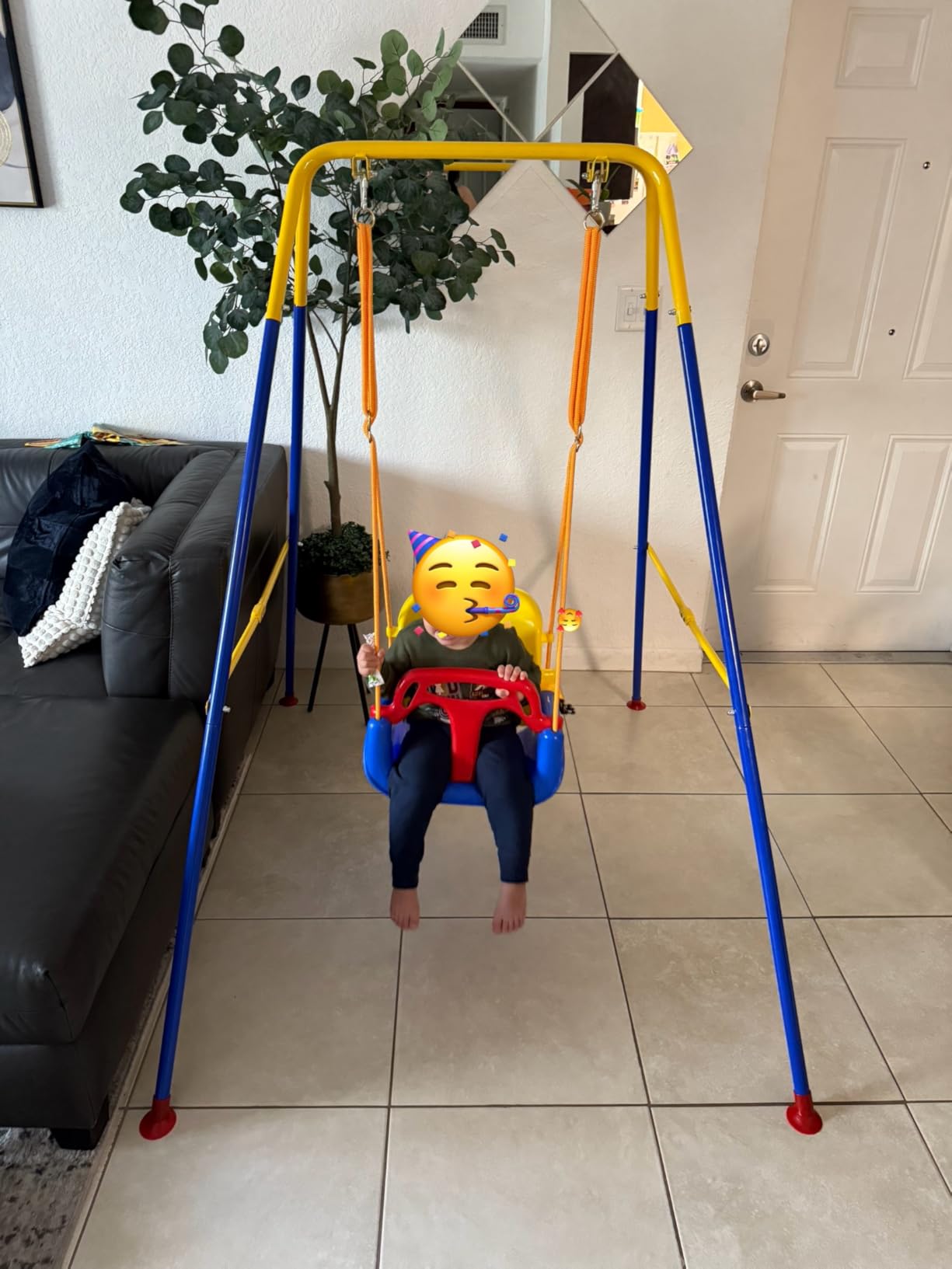 FUNLIO 3‑in‑1 Toddler Swing Set, Foldable Metal Stand, 4 Sandbags,Bluegreen customer photo 1