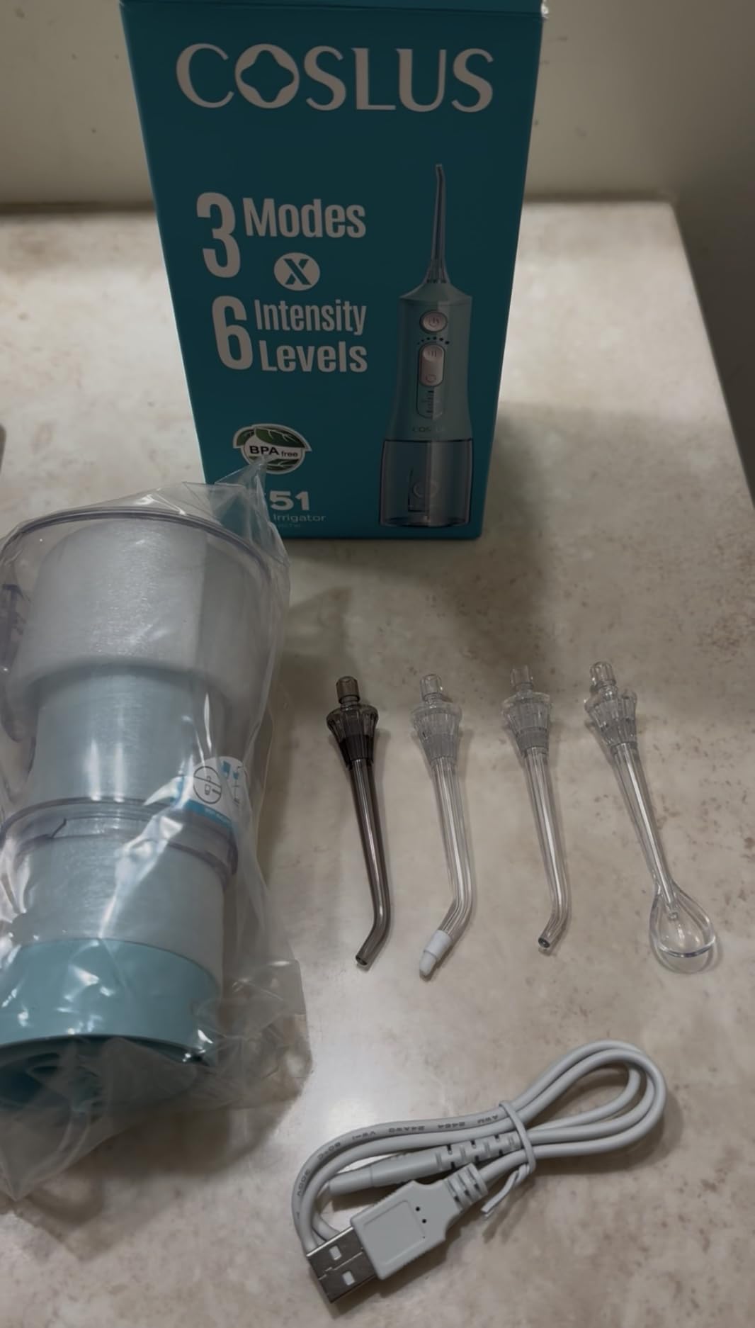 COSLUS ADA Accepted C51 Water Dental Flosser, 3 Modes 6 Pressure, White customer photo 2