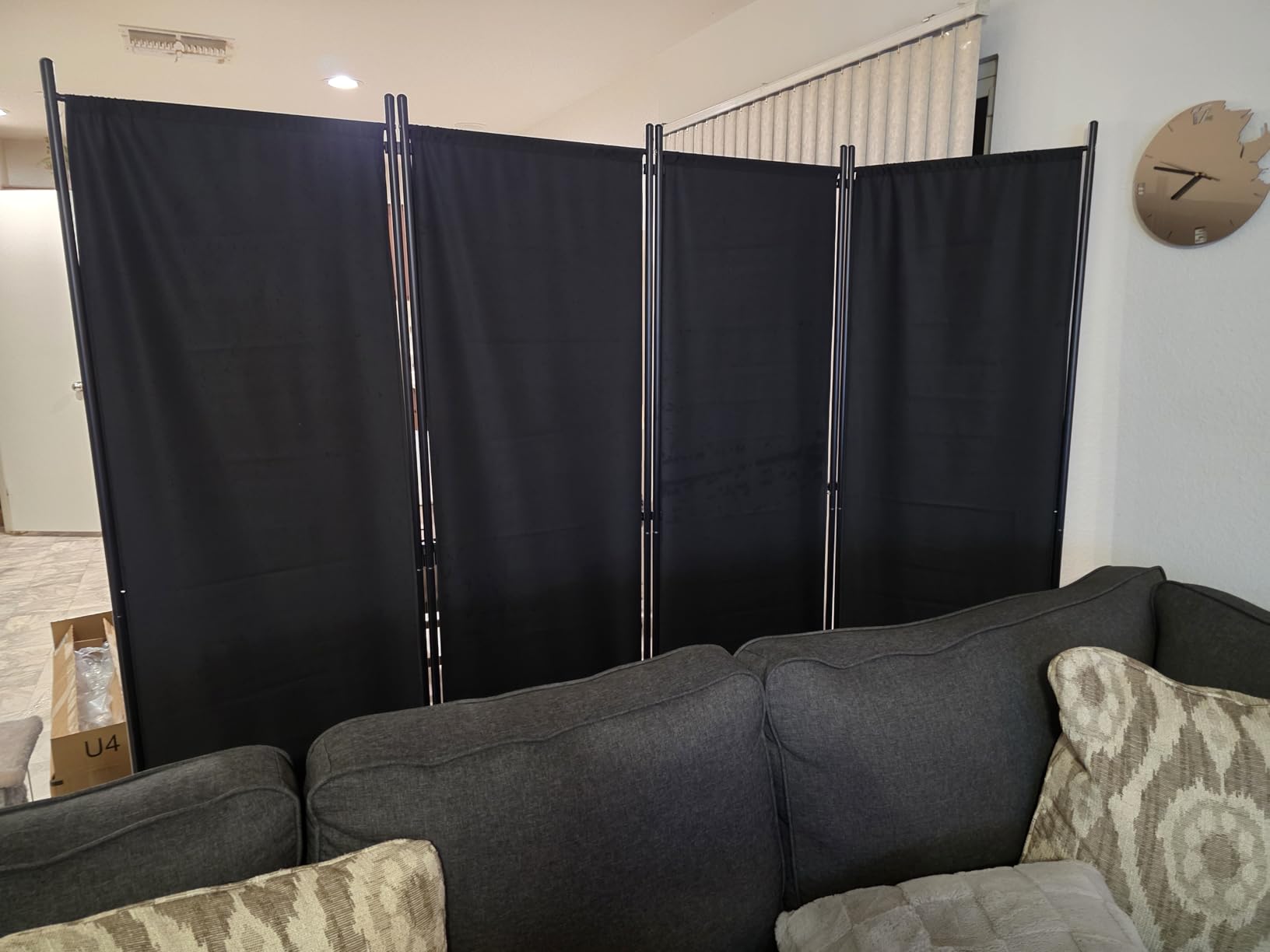 SUNALLY Room Divider Privacy Screens, 4 Panels Dividers with Wheels, Black customer photo 1
