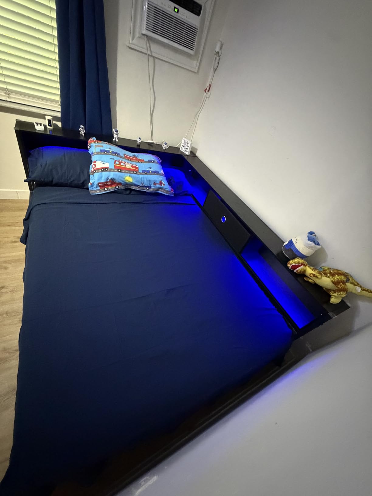 Hasuit Corner Full Bed Frame with Storage Drawers and Bookcase Headboard, Full Size Metal Platform Corner Bed Frame with Charging Station and LED Lights, Full Daybed for Kids Teens Guests, White customer photo 2