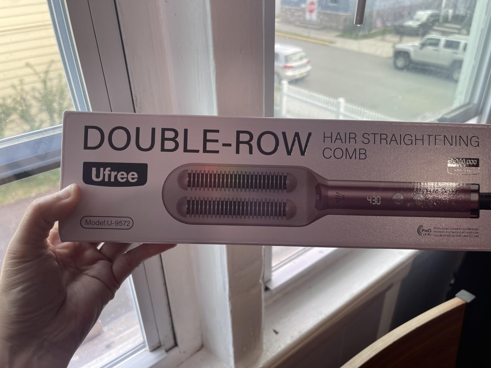 Ufree Hair Straightener Brush for Women, Double Row Ionic Hot Comb, Pink customer photo 2