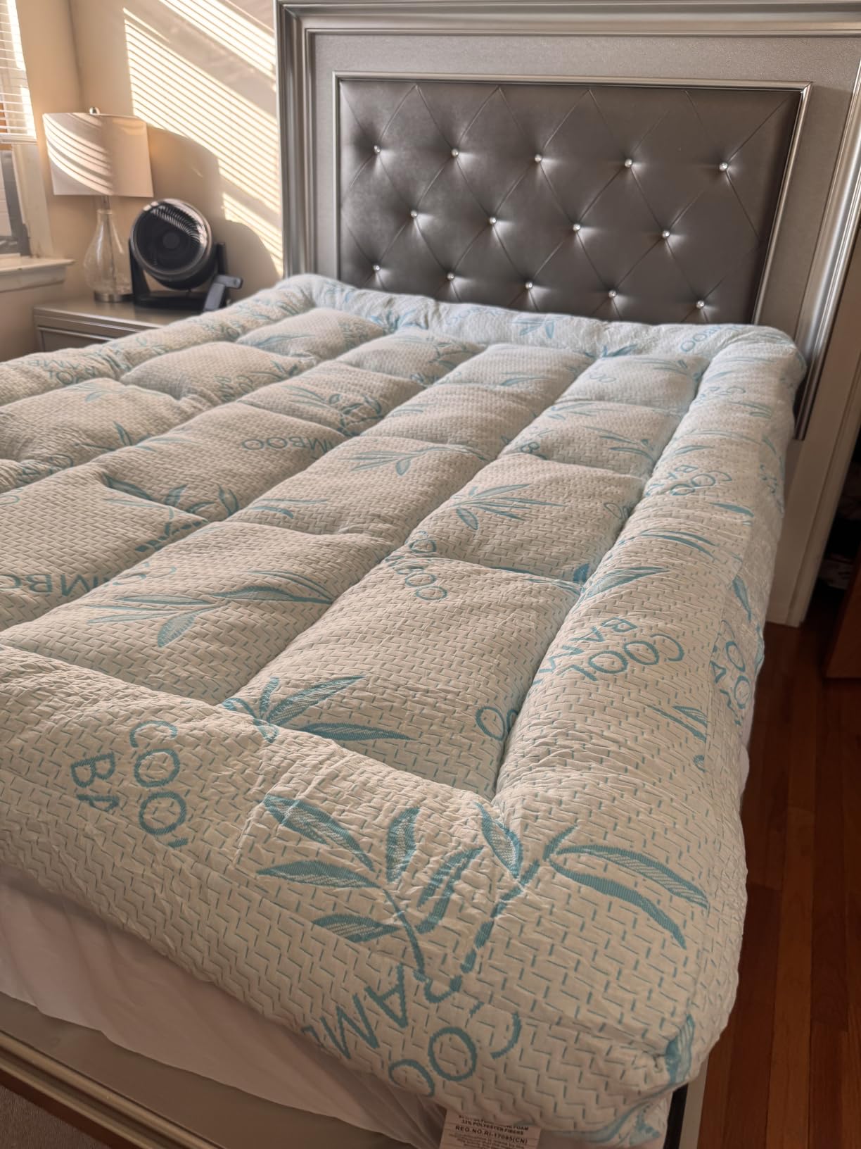 WhatsBedding 5 Inch Queen Mattress Topper Breathable Bamboo Viscose Air Layer,Memory Foam Mattress Topper Queen Size Blue. customer photo 2