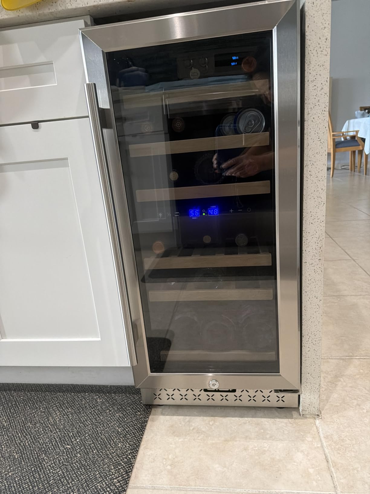 Tylza Wine Fridge 15'', 30 Bottles Wine Cooler Refrigerator, Undercounter or Freestanding, Removable Shelves, 40-65°F, Wine Cabinet with Double Glass Door, Wine Cooler for Home, Kitchen, Bar customer photo 1