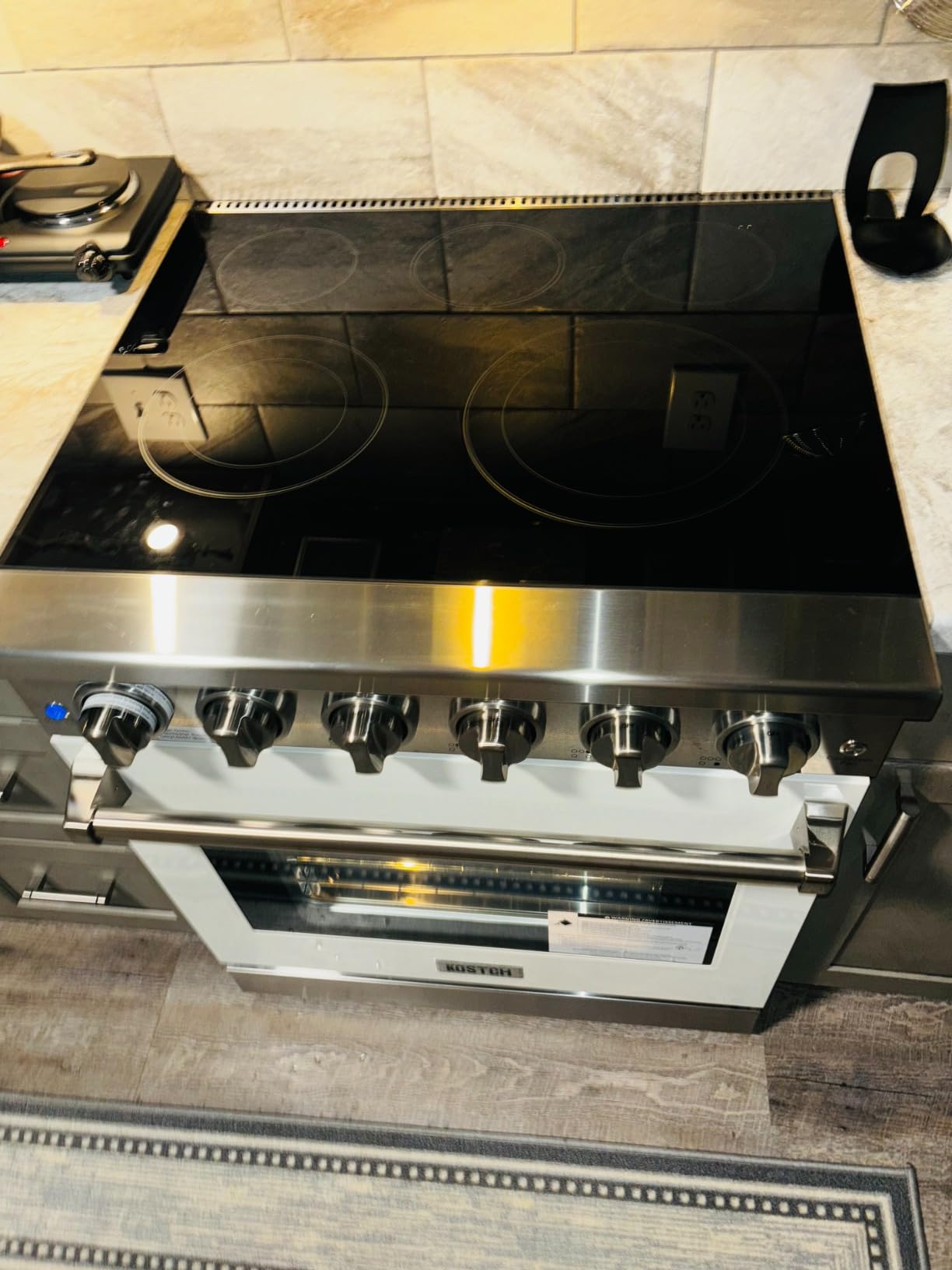 KOSTCH 30 inch Professional Electric Range with 5 Heating Elements Cooktop, 4.55 Cu. Ft. Convection Oven Capacity, Smooth Glass Top, in Stainless Steel (White/Bronze) customer photo 1